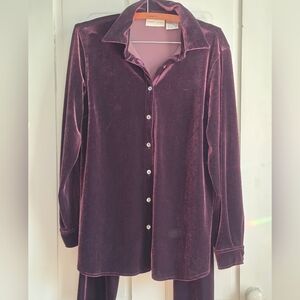 Sigrid Olsen Velvet Tunic Top and Pants Set Size S